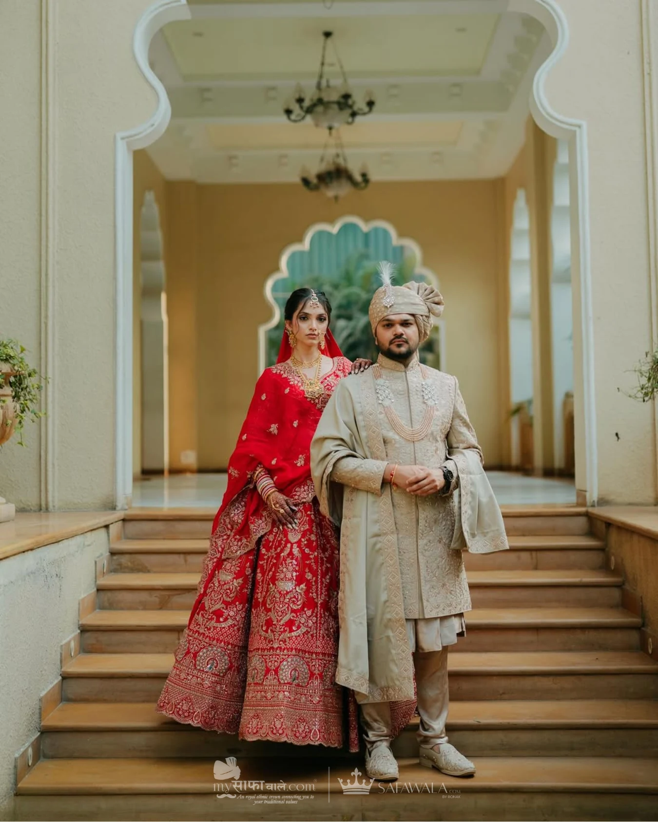 Coordinated ivory wedding pagdis for a formal celebration for Ampitiya
